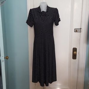 Lindy Bop Amie Black & White Polka Dot Tea Dress L